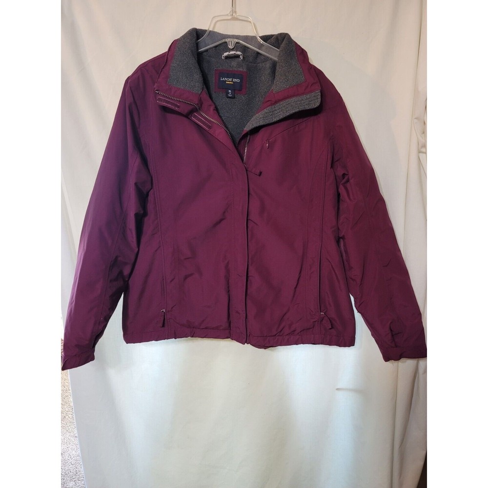 LANDS’ END WOMENS BURGUNDY XL  SQUALL WATERPROOF WINDPROOF WINTER JACKET